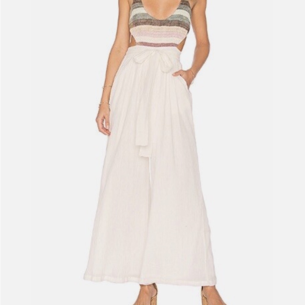 NEW! Mara Hoffman Multicolor Striped and Cream Wide Leg Jumpsuit
